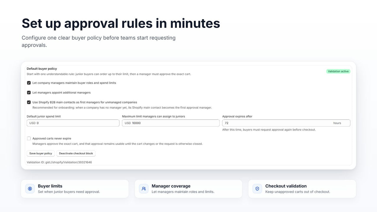 ApproveCart approval rules interface